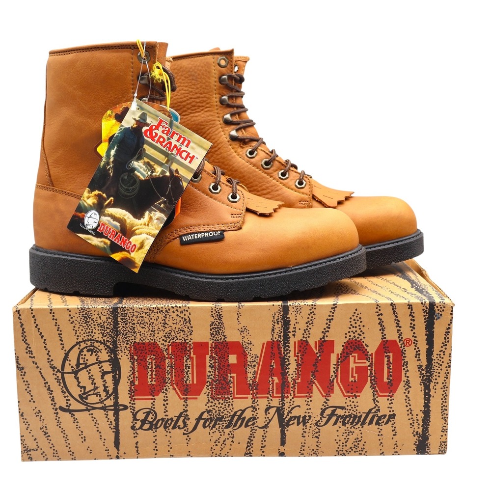 Durango Lacer Work Boots Mens 10D Farm & Ranch Waterproof Steel Toe Tan DB5622